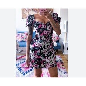 Bar III Belted Floral-Print Bustier Dress